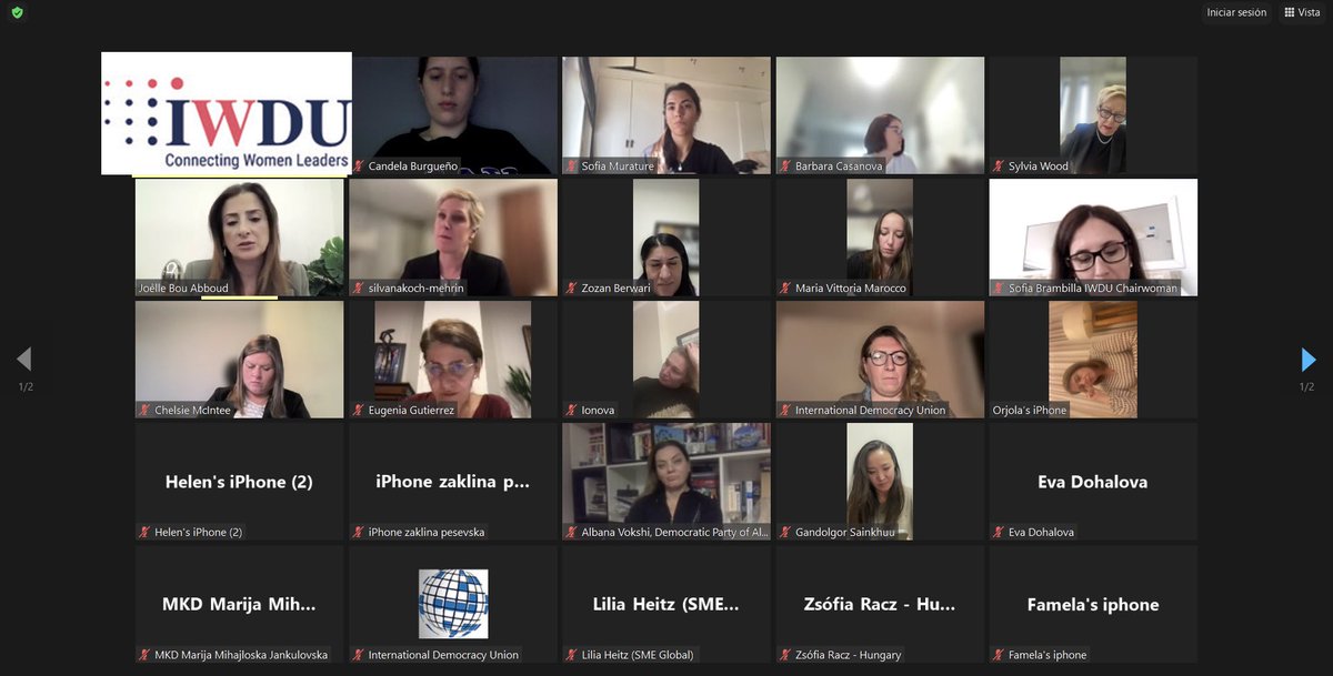 iwdu_global's tweet photo. On October 28th, the IWDU held a Zoom meeting, centered on a discussion of recent  developments in the Middle East. Participants were also briefed on the upcoming IDU Forum and the IWDU Board elections, scheduled for December 3rd in Washington, D.C. #morewomenbetterpolitics https://t.co/IeC7zLsTjW