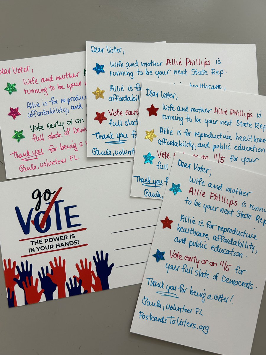 fl_stuck's tweet photo. Our last two #PostcardsToVoters 📪
campaigns for this cycle. 🇺🇸
Proud to support two great candidates.
#AlliePhillips TN
#LorenzaWilkins NC
#VoteBlueDownBallot https://t.co/YAkfXLtFFh