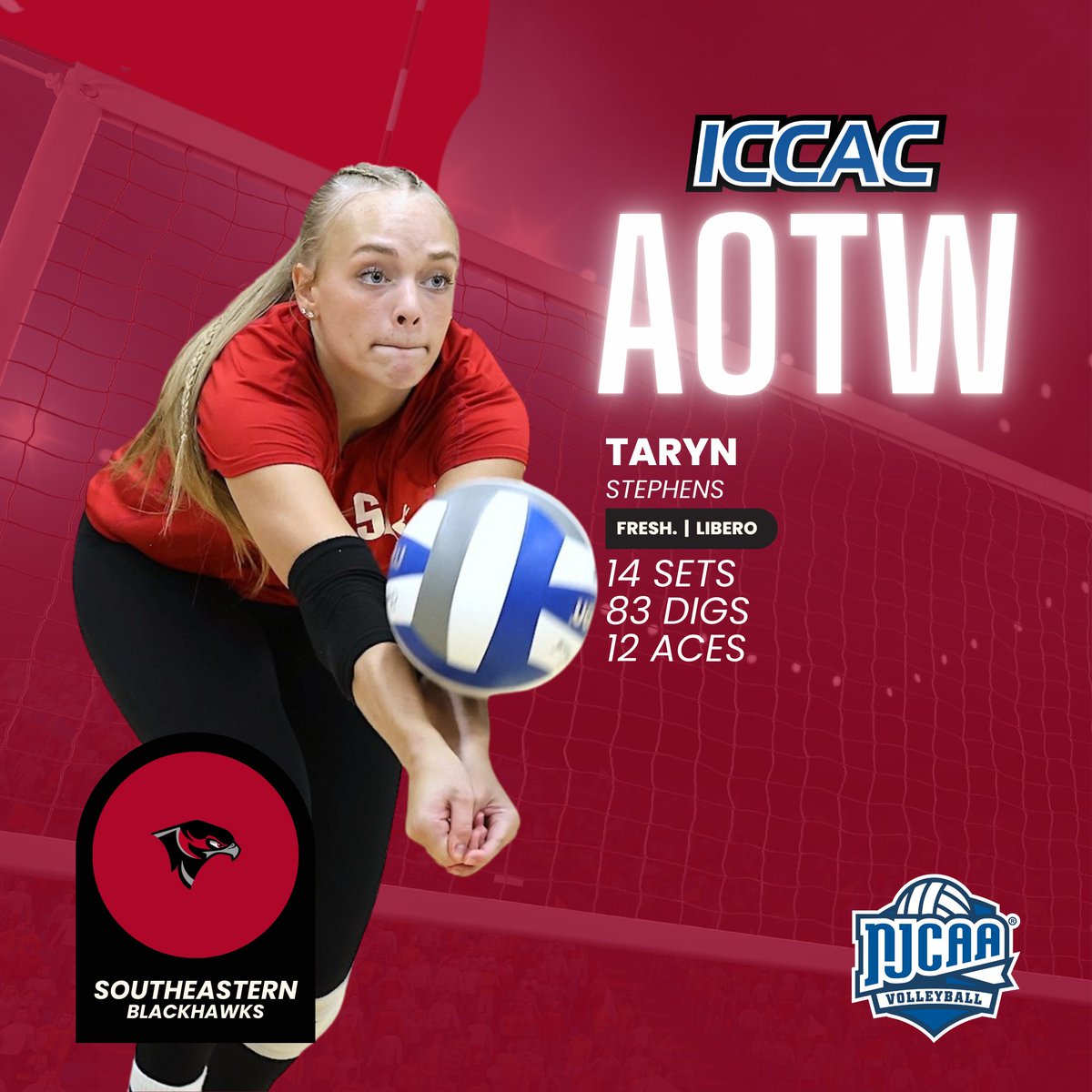 ICCAC Sports (@iccacsports) on Twitter photo ATHLETE OF THE WEEK
🗓️OCT. 21-27
DIVISION II VOLLEYBALL 🏐
<a href="/KCC_VB/">Kirkwood Volleyball</a> Emma Meester
<a href="/SCC_Blackhawks/">Southeastern Athletics</a> Taryn Stephens
<a href="/DMACCVB/">DMACC Volleyball</a> Emma Liechti
🔗iccac.org/awards/players…
#NJCAAVolleyball 🏐 ATHLETE OF THE WEEK
🗓️OCT. 21-27
DIVISION II VOLLEYBALL 🏐
<a href="/KCC_VB/">Kirkwood Volleyball</a> Emma Meester
<a href="/SCC_Blackhawks/">Southeastern Athletics</a> Taryn Stephens
<a href="/DMACCVB/">DMACC Volleyball</a> Emma Liechti
🔗iccac.org/awards/players…
#NJCAAVolleyball 🏐