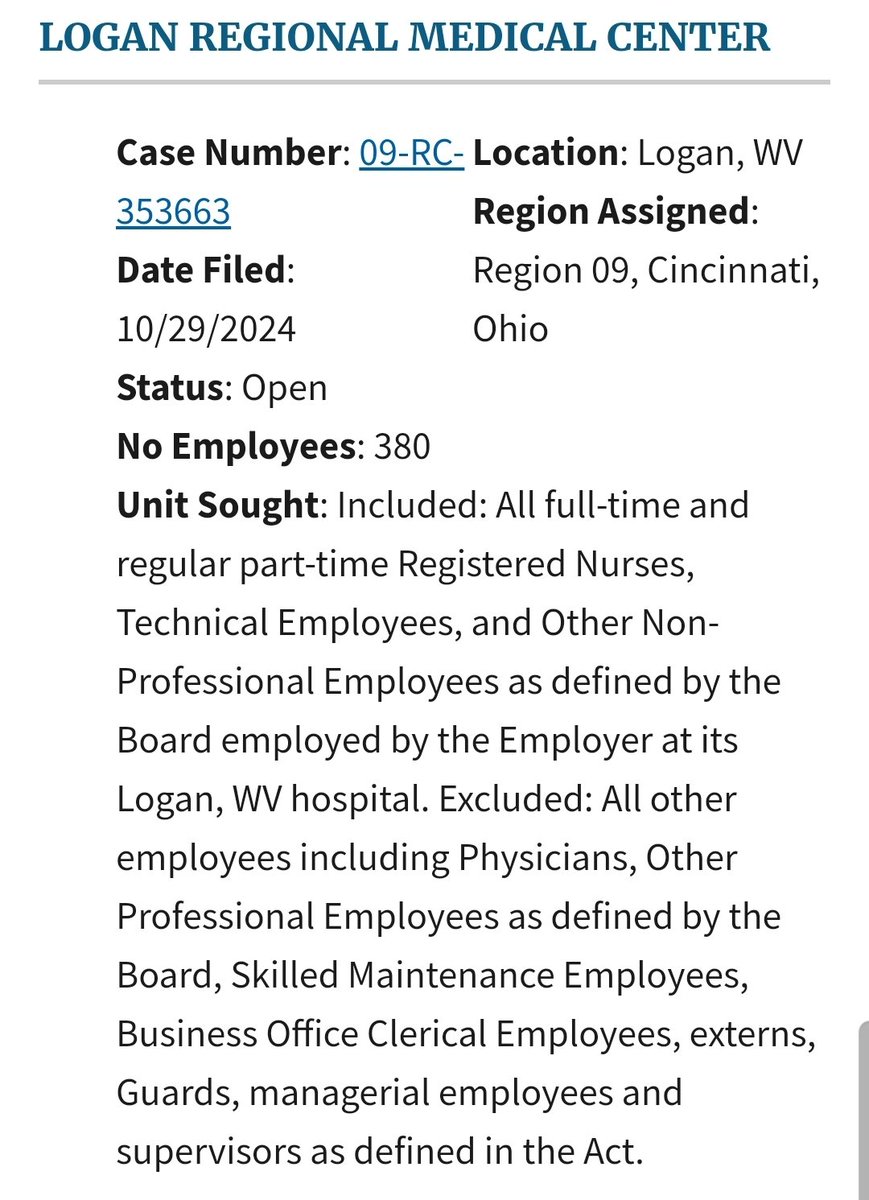 BREAKING: 380 Healthcare workers, including RNs, in WEST VIRGINIA are unionizing with <a href="/steelworkers/">United Steelworkers Union</a>.