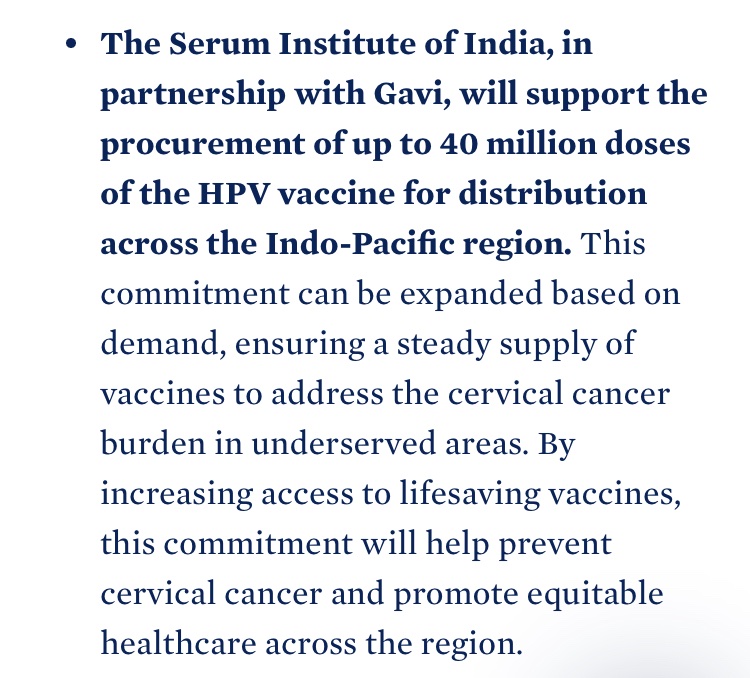 gyan_chkshu's tweet photo. Not clear who was the manufacturer of the HPV vaccines that were administered in Bangladesh &amp; Sri Lanka recently, however per the below release from Wh1te H0use on Sep 21st, 2024, Serum Institute was to supply 40 million doses in the Indo Pacific region.

https://t.co/1VMeH2FFcx https://t.co/Jlvxu8l3eg