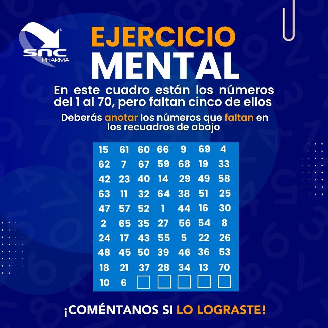 🔔EJERCICIO MENTAL🔔

Anota los números que faltan en los recuadros de abajo y escribe en los comentarios “Logrado”. 

¡Déjanos tu opinión en los comentarios y compártelo! 🙏🏻