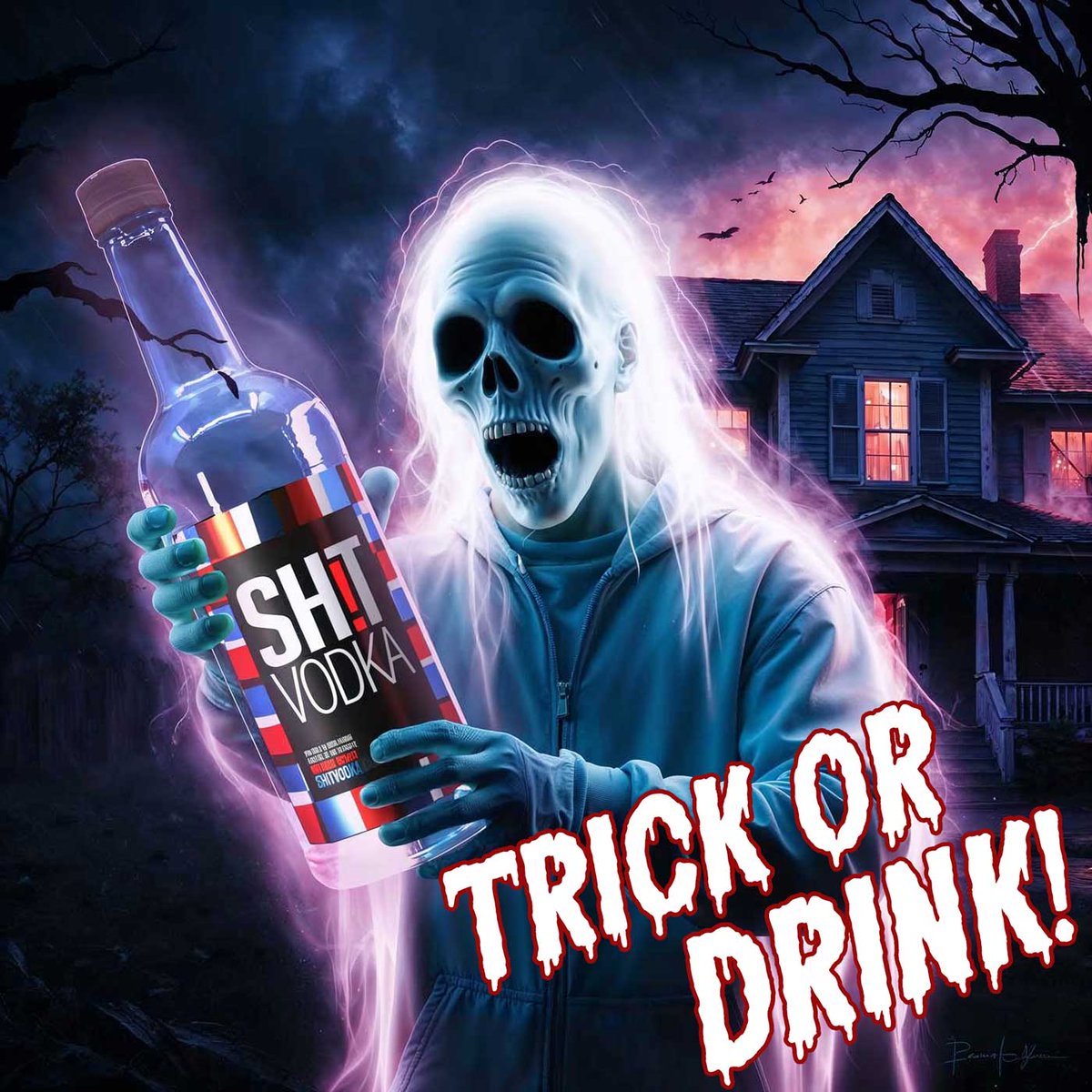 shitvodka's tweet photo. 👻🎃 This spooky season, it’s all about Trick or Drink! Are you ready to summon your inner ghost with SH!T Vodka? 🥃✨ Whether you're brewing up chilling cocktails or just chilling with friends, make sure your night is filled with fun and flavor. Don’t let the ghouls have all the fun—grab your bottle and join the haunted festivities! 🕷️💀 

#SHITVodka #TrickOrDrink #SpookySeason #GoodVibesOnly