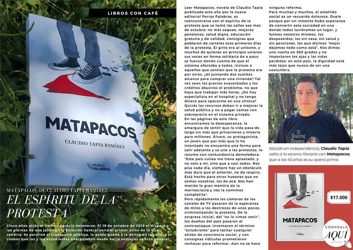 Muchas gracias a revista <a href="/Te_leo2023/">Revista Te Leo</a> por sus palabras a <a href="/NovelaMatapacos/">Novela Matapacos</a>. Recuerden que la novela la pueden adquirir en el sitio web de @PerrasPalabras mientras esperamos su arribo a librerías. Esta edición de la revista la pueden leer aquí bit.ly/3C0sXaW