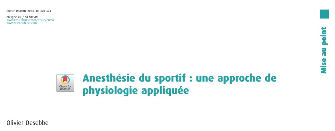 ANREA_Journal (@anrea_journal) on Twitter photo "Un acte chirurgical chez un sportif de haut niveau peut être un vrai défi". Pour en savoir plus, lisez cette mise au point intitulée "Anesthésie du sportif : une approche de physiologie appliquée".
em-consulte.com/article/167652…
<a href="/SFAR_ORG/">SFAR Anesthésie Réanimation</a> <a href="/SFAR_ORG/">SFAR Anesthésie Réanimation</a> "Un acte chirurgical chez un sportif de haut niveau peut être un vrai défi". Pour en savoir plus, lisez cette mise au point intitulée "Anesthésie du sportif : une approche de physiologie appliquée".
em-consulte.com/article/167652…
<a href="/SFAR_ORG/">SFAR Anesthésie Réanimation</a> <a href="/SFAR_ORG/">SFAR Anesthésie Réanimation</a>