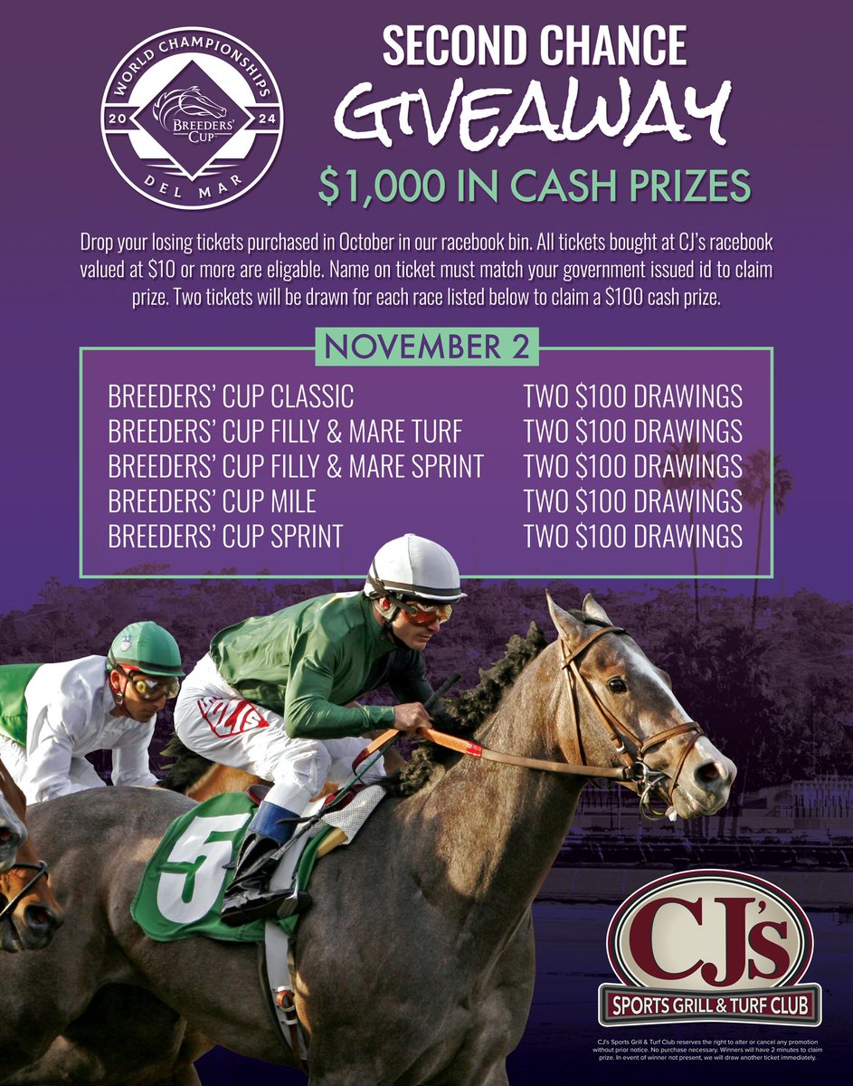LakeElsinCasino's tweet image. Join us Saturday! #racebook #teamcjs #breederscup