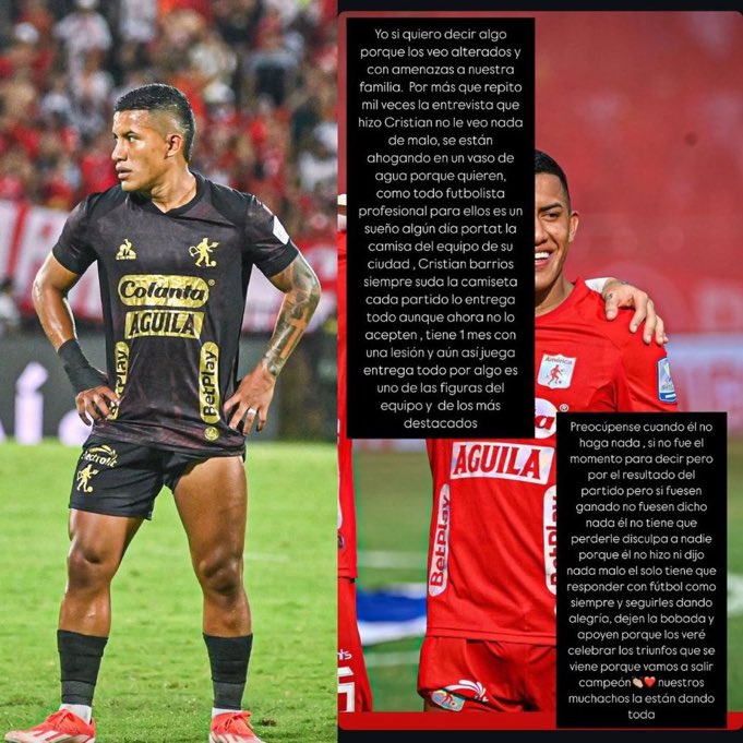 SergioLlamasF's tweet photo. Creo que se ha exagerado con el tema de Barrios y Vergara. Declararon algo normal, se puede si acaso discutir el timming pero son dos jugadores que la rompen siempre en @AmericadeCali. Dejen la hostilidad con dos tipos que siempre sudan la camiseta y la ponen chiquita pa jugar. https://t.co/4v9R9rd4t7