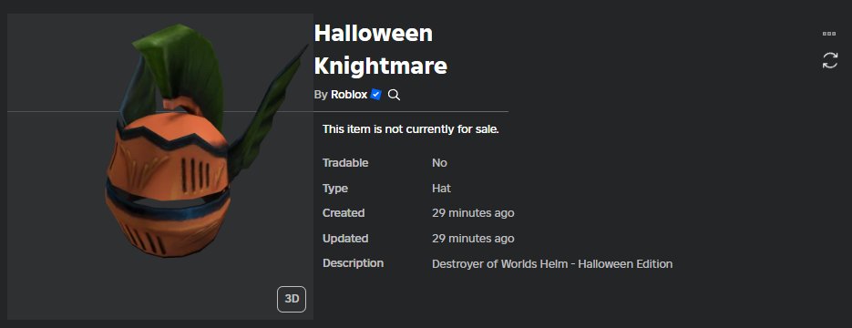 lilygia's tweet image. The Halloween Knightmare is real!!
I&apos;ll post more info in comments soon
#Roblox #RobloxHaunt