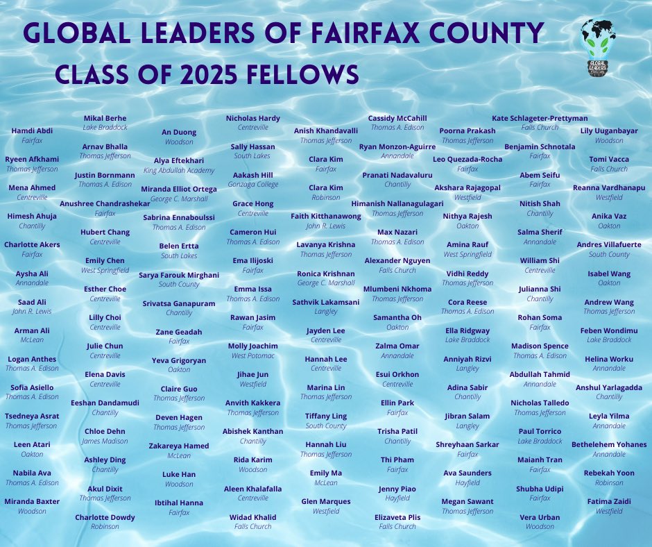 Join me in welcoming the 130 fellows of the Global Leaders of Fairfax County Class of 2025! 🌍