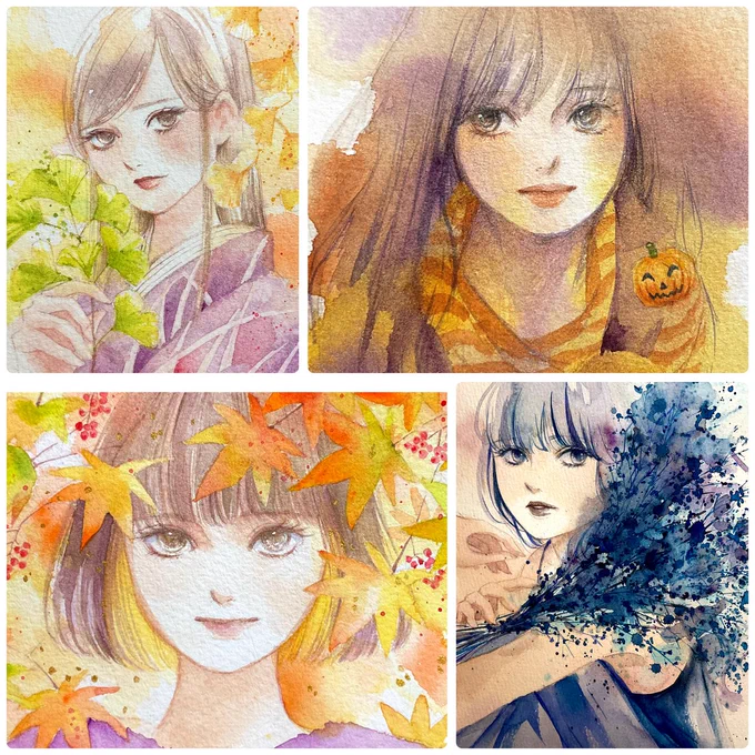 #今月描いた絵を晒そう 

今月はリア展示頑張ったのでお疲れ自分でした😇
後半秋っぽいのも描けて良かった。
紅葉って最近は11月末みたいです(ᵔᴥᵔ) 