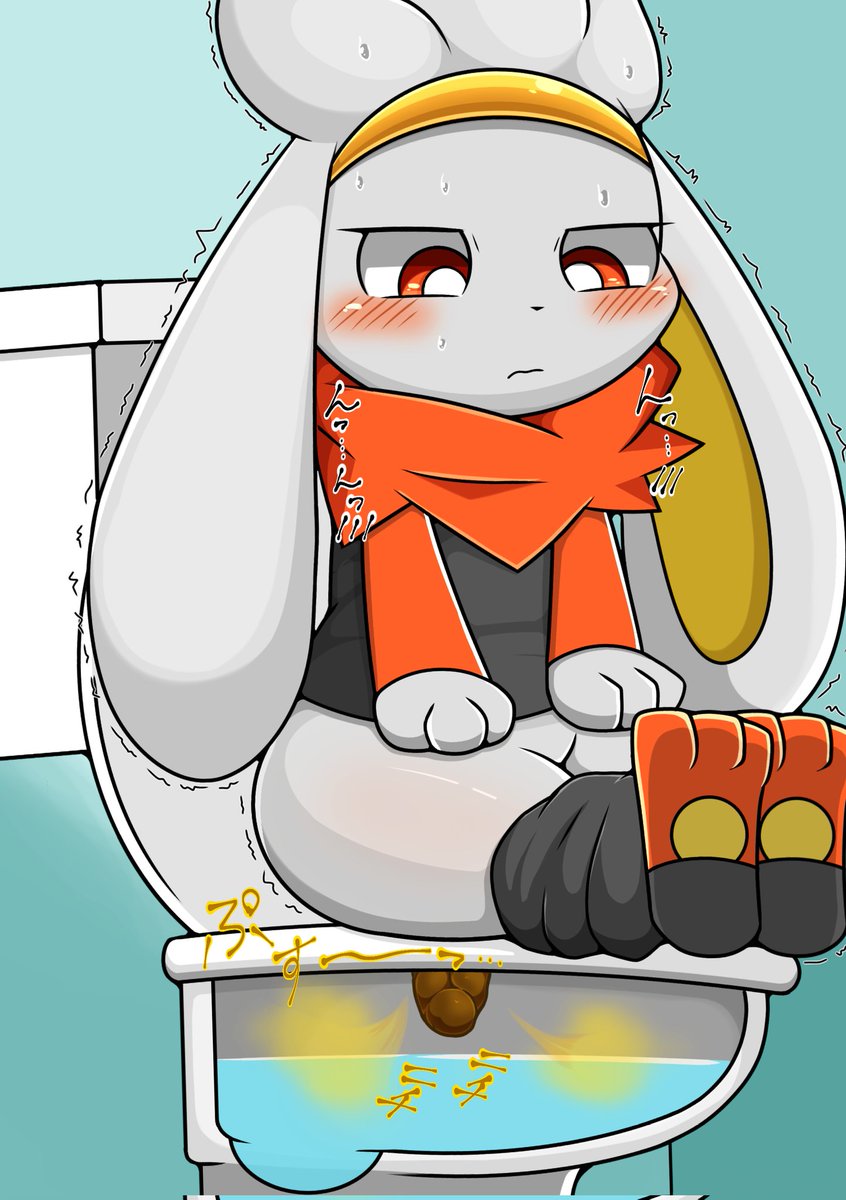 queen_zangoose's tweet photo. ※ケモスカ注意
🚽ガマンしてることが多いから、便秘がちなラビフ◯ト🐇(20日ぶりに出た…////) https://t.co/EmRcFgKPVz