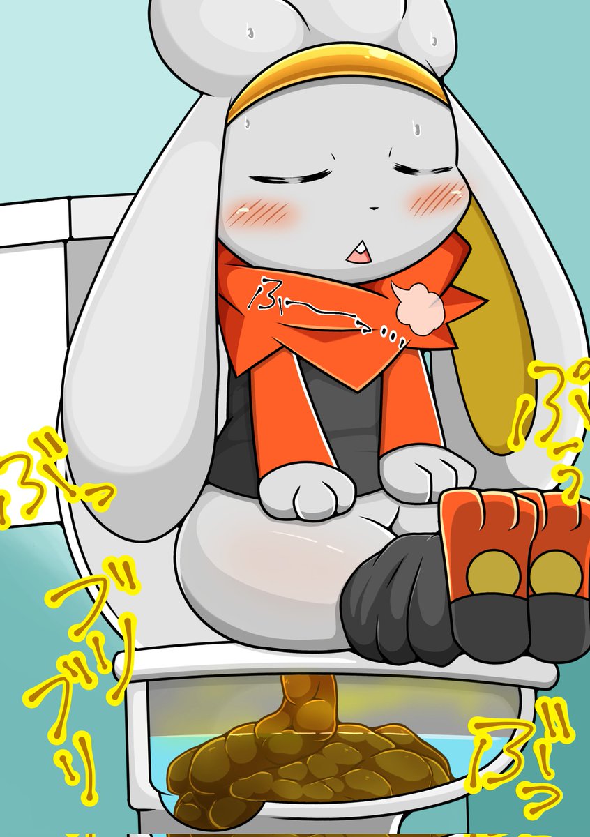 queen_zangoose's tweet photo. ※ケモスカ注意
🚽ガマンしてることが多いから、便秘がちなラビフ◯ト🐇(20日ぶりに出た…////) https://t.co/EmRcFgKPVz