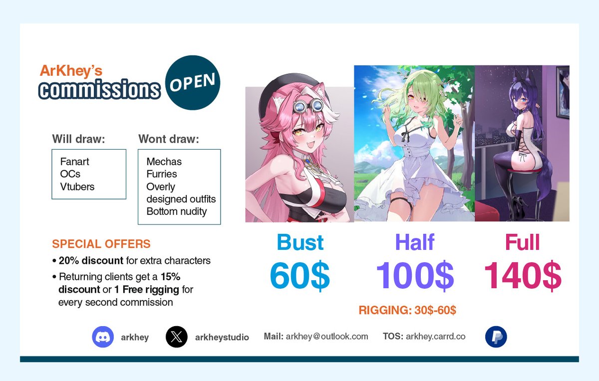 arkheystudio's tweet image. I have #opencommissions once again✨

You can also check rigging examples on my youtube and If you want to help me in other ways you can check my kofi (link in bio). 

Thank you for your continued support🙏