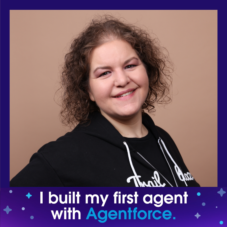 Andrea Stratton (@andrea_beth11) on Twitter photo I built my first agent with Agentforce 🎉
Complete the <a href="/salesforce/">Salesforce</a> #BuiltWithAgentforce Quest to build yours today and celebrate your new skills with a custom photo. 🤖
Start learning: sforce.co/agentforcequest
#SFgiveaway I built my first agent with Agentforce 🎉
Complete the <a href="/salesforce/">Salesforce</a> #BuiltWithAgentforce Quest to build yours today and celebrate your new skills with a custom photo. 🤖
Start learning: sforce.co/agentforcequest
#SFgiveaway