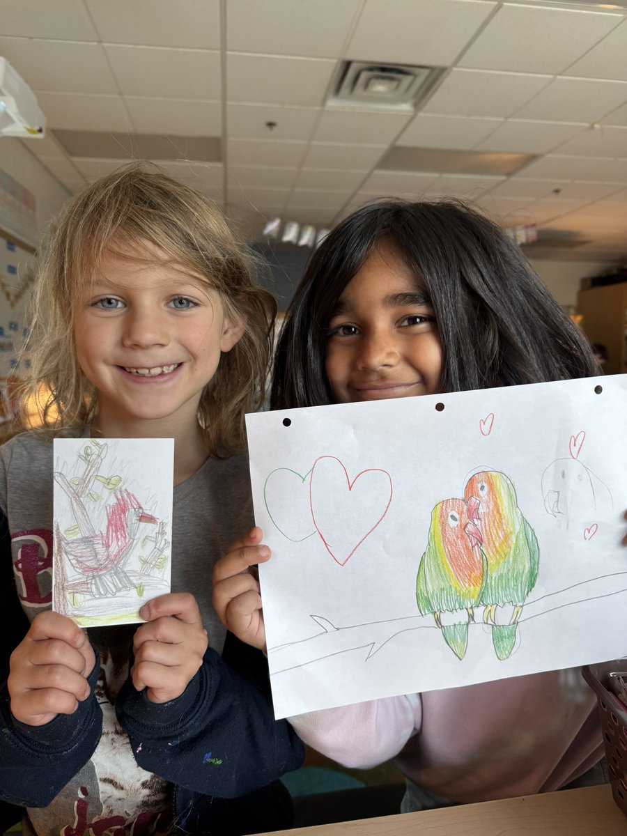 Crazy hat &amp; hair day today! 🎩🎀 

+ a few beautiful bird masterpieces from our Science class today. We dove into learning about the characteristics of birds! 🦜🦆🦢🦩