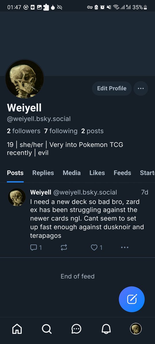 Oh btw I have a bluesky, I'll most likely be moving over there for the most part