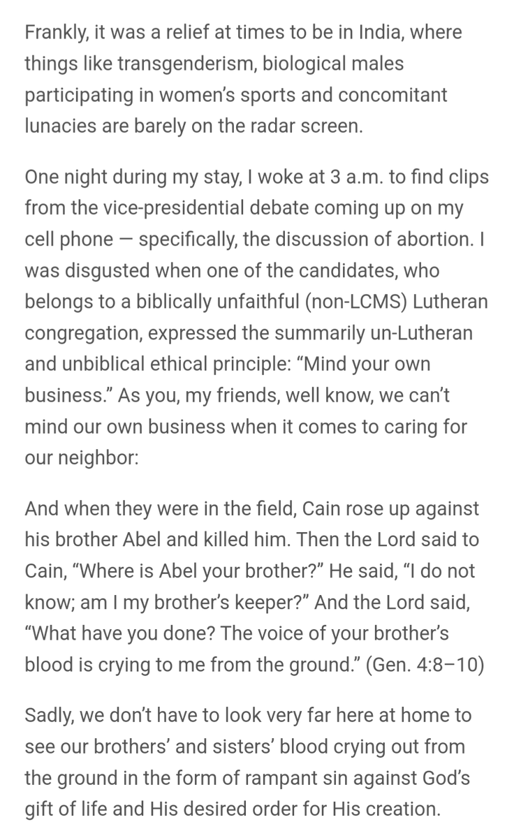 LCMSWatcher's tweet image. Tremendously disappointing, but at this point not surprising.

The president of the LCMS has vitriol for a "biblically unfaithful" Minnesota Lutheran of the wrong party, but extends grace to a felonious serial adulterer because he belongs to the right party.

Lord have mercy.