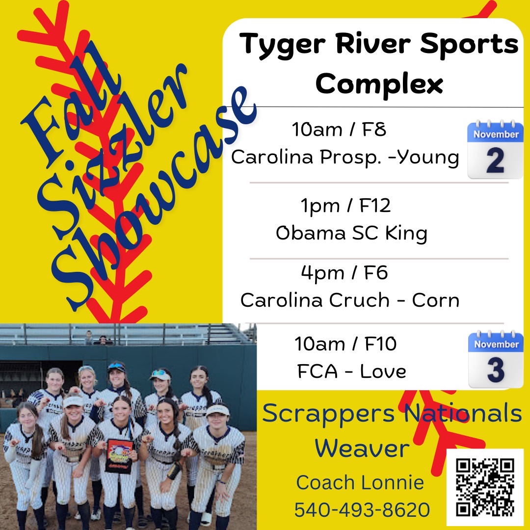 Be sure to catch our '26's, '27's &amp; '28's this weekend in the Upstate Fall Sizzler Showcase! <a href="/AbbeySoftball/">Abbey Softball</a> <a href="/BrevardSoftball/">Brevard College Softball</a> <a href="/LMC_Softball/">Lees-McRae Softball</a> <a href="/LimestoneSball/">Limestone Softball</a> <a href="/MCSBAngels/">Meredith College Softball</a> <a href="/NCATSOFTBALL/">The Official NC A&T Aggie Softball</a> <a href="/UpstateSoftball/">USC Upstate Softball</a> <a href="/Winthropsoftbal/">Winthrop Softball</a> <a href="/CatamountSB/">Western Carolina Softball</a> <a href="/SalemSoftball24/">Salem College Softball</a> <a href="/PHCC_Softball/">Patrick & Henry CC Softball</a> <a href="/MontreatSB/">Montreat College Softball</a>