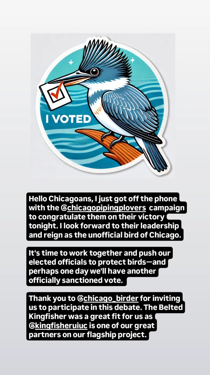 Our official statement after the <a href="/chicago_birder/">Chicago Ornithological Society</a> election.

Congrats, <a href="/ChicagoPiping/">Chicago Piping Plovers</a>!