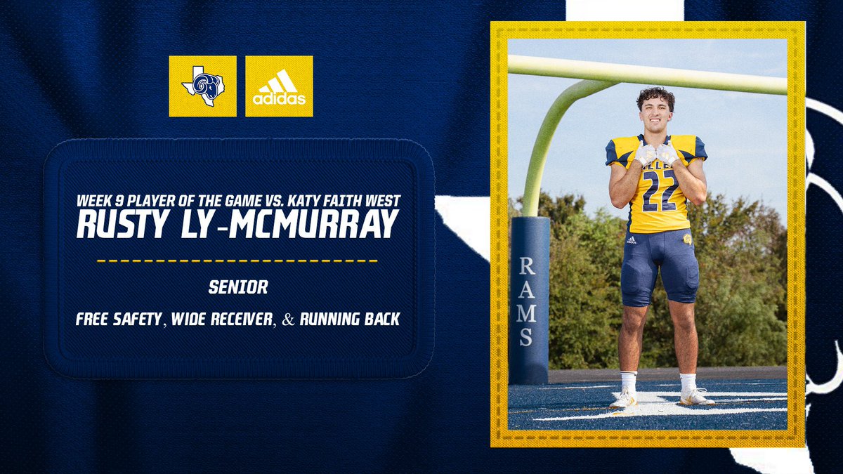AllenAcademyFB's tweet image. 🚨Week 9 Player Of The Game 🚨

Rusty Ly-McMurray had another big night!

2 Receptions for 93 Yards (2 TDs)
1 Kickoff Return Touchdown (68 Yards)
2 Interceptions (1 Returned 32 yards for TD)
4-6 PAT (8 Points)
32 Total Points Scored

#RamTough #WinTheDay
#Chapter24 #ShowUpShowOut