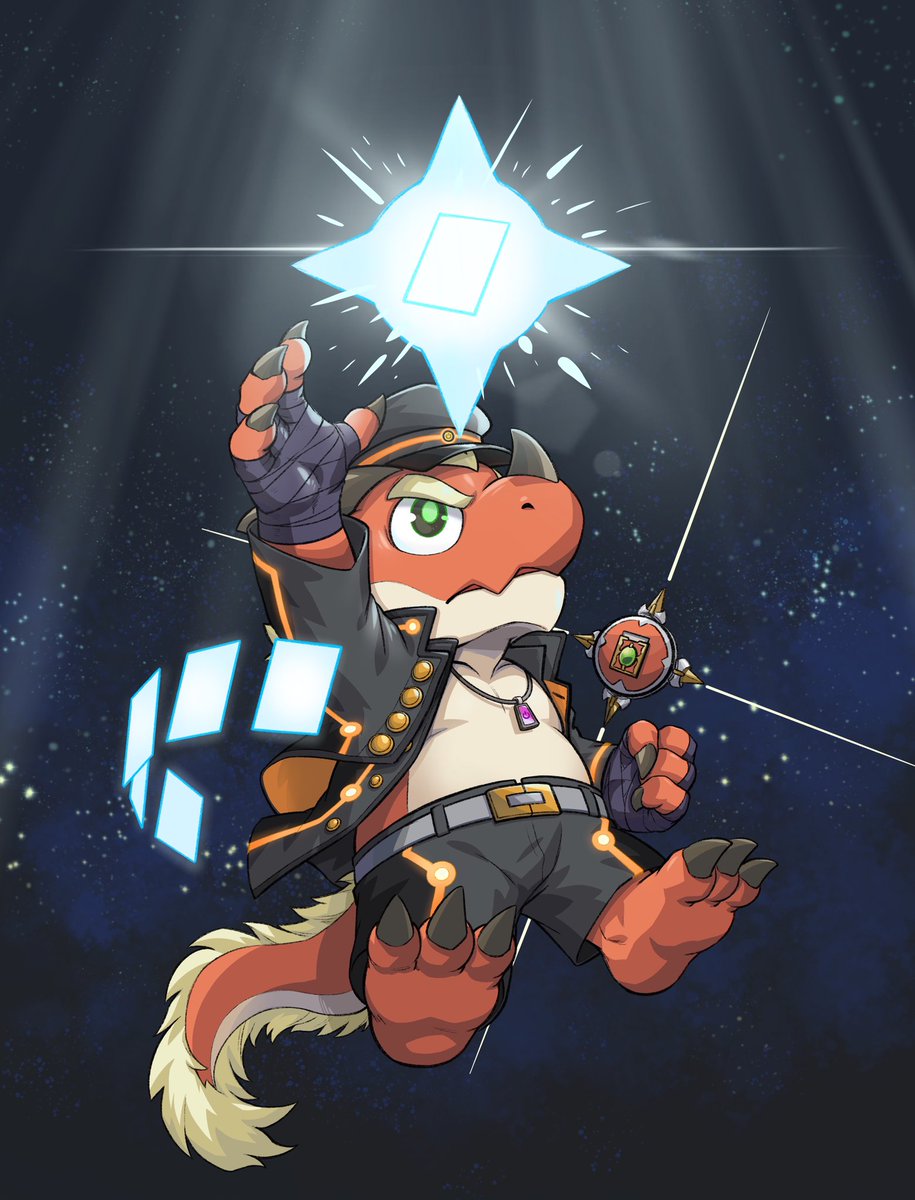 <a href="/InkPaintingLong/">無色秋葬</a> 
委托秋葬画了我oc的提拉崎
加了点BF和fate要素

オリキャラのティラノ崎を描いてもらいました。バディファイトが忘れずいまだにその要素を入れてる。あと服は最近FGO奏章3の白野君の服も着てみたかってのでこうなりました。
オリジナル要素少なめだけど綺麗に仕上げたのがありがたい