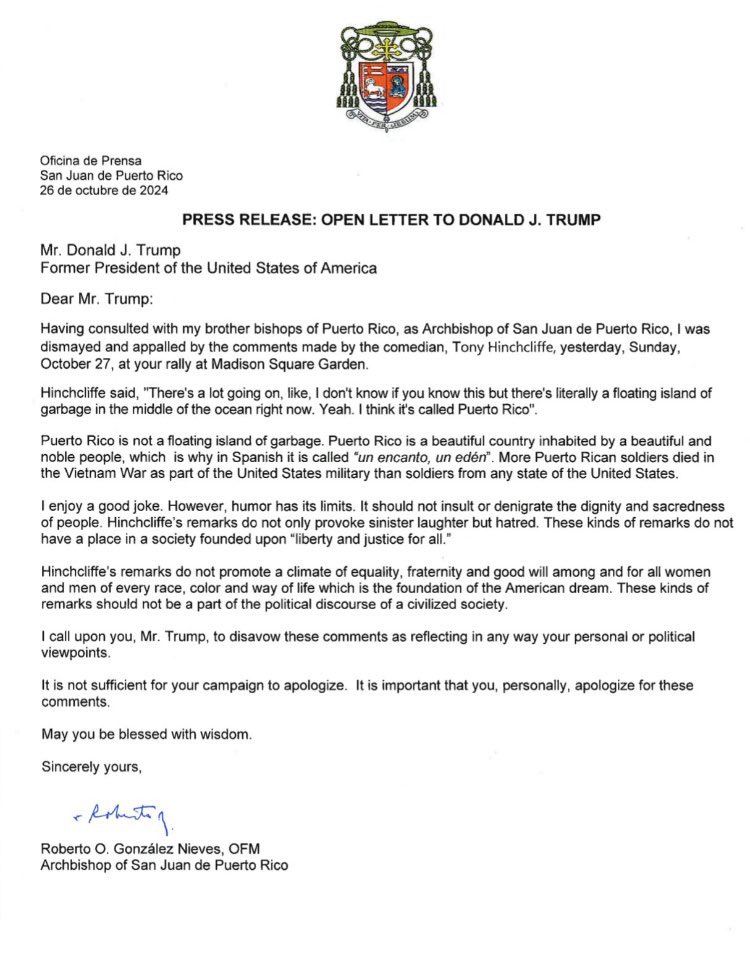 We are living in a time where a bishop had to write a whole former president a letter that includes the words “Puerto Rico is not a floating island of garbage.” - I hope we are praying about this election and the years following it at least as much as we talk and post about it.