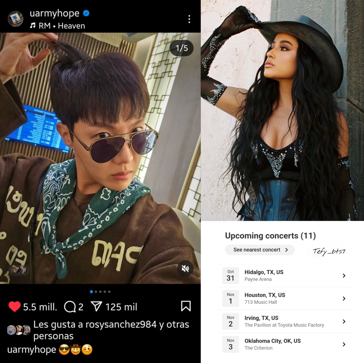 stephany_bts7's tweet photo. J-HOPE EN EL CONCIERTO
DE BECKY G?!?                       

Uno de los emojis del post de Hoseok previo a tomar el vuelo a
LA fue este "🤠" y está circulando
la teoría de q podría presentarse
en uno de los conciertos del tour
de Becky G 'Otro Capítulo' que
se va a realizar este 31.10
en Texas, además su último álbum 'Encuentros' es de música regional mexicana 🤠 y viajar de LA a TX
solo toma tres horas en avión,
que opinan?, les gustaría? 👀

#jhope⁠ #제이홉 #ホソク