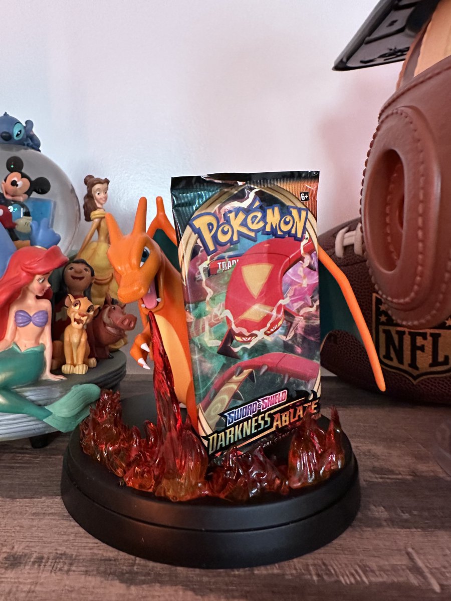 Darkness Ablaze were the first Pokemon packs I opened when I started collecting with my family 

Found a pack today and had to put on display