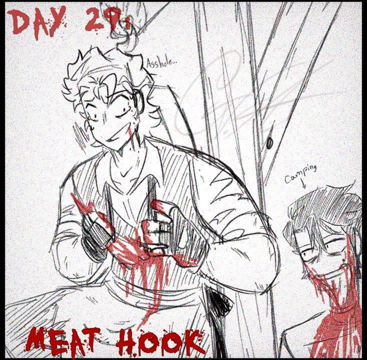 GoldVAcid's tweet photo. This one was rushed but here’s day 29, meat hook, with the dead by daylight au of dead plate-

#Goretober2024 #DeadPlate #deadplatefanart #DeadbyDaylight #vincentcharbonneau #rodylamoree https://t.co/PJl1Q1jFxZ