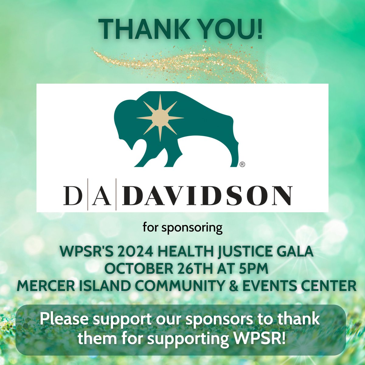 Washington Physicians for Social Responsibility (@psr_washington) on Twitter photo Thank you DA DAvidson for sponsoring our 2024 Health Justice Gala! wpsr.org/2024gala
<a href="/DADavidsonIB/">D.A. Davidson Investment Banking</a>
#healthjustice Thank you DA DAvidson for sponsoring our 2024 Health Justice Gala! wpsr.org/2024gala
<a href="/DADavidsonIB/">D.A. Davidson Investment Banking</a>
#healthjustice