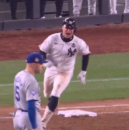 volpe being at the yankees parade in 2009 to hitting a homerun in world series for the yankees in 2024 this shit is a fairytale