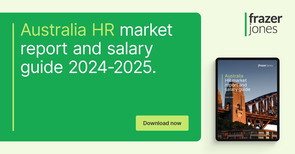 We're delighted to announce the launch of our latest HR market report and salary guide for Australia.

Our guide contains a detailed market overview, salary data, and much more: eu1.hubs.ly/H0dmWpd0

##FrazerJonesAU #salaryguide #marketreport #HRsalaries #HRprofessionals
