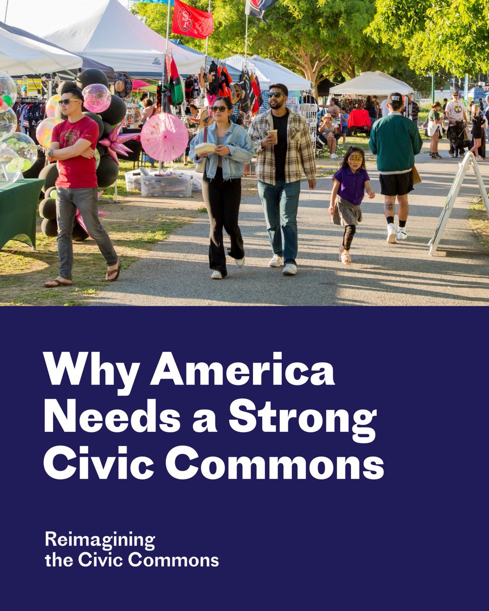 Civic Commons US (@civiccommonsus) on Twitter photo Why America Needs a Strong Civic Commons
8 research-backed reasons why our nation needs robust civic infrastructure, especially now.
Download it today: civiccommons.us/2024/10/why-am…
#civicinfrastructure #publicspace #research <a href="/TheJPBFdn/">The JPB Foundation</a> <a href="/knightfdn/">Knight Foundation</a> <a href="/kresgefdn/">Kresge Foundation</a> <a href="/WilliamPennFdn/">William Penn Foundation</a> Why America Needs a Strong Civic Commons
8 research-backed reasons why our nation needs robust civic infrastructure, especially now.
Download it today: civiccommons.us/2024/10/why-am…
#civicinfrastructure #publicspace #research <a href="/TheJPBFdn/">The JPB Foundation</a> <a href="/knightfdn/">Knight Foundation</a> <a href="/kresgefdn/">Kresge Foundation</a> <a href="/WilliamPennFdn/">William Penn Foundation</a>