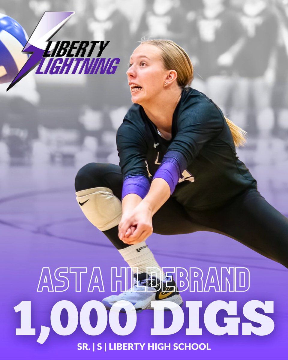 Liberty High School Volleyball (@liberty_vb) on Twitter photo ⚡️1,000 DIGS⚡️
Congratulations to our Senior Setter Asta Hildebrand (<a href="/asta_hildebrand/">Asta Hildebrand</a>) on earning her 1,000th dig tonight in our match against Cedar Falls! This is her 2nd 1,000 benchmark (1,000 assists in 2022). An impressive cap to an amazing career - way to go Asta! ⚡️1,000 DIGS⚡️
Congratulations to our Senior Setter Asta Hildebrand (<a href="/asta_hildebrand/">Asta Hildebrand</a>) on earning her 1,000th dig tonight in our match against Cedar Falls! This is her 2nd 1,000 benchmark (1,000 assists in 2022). An impressive cap to an amazing career - way to go Asta!