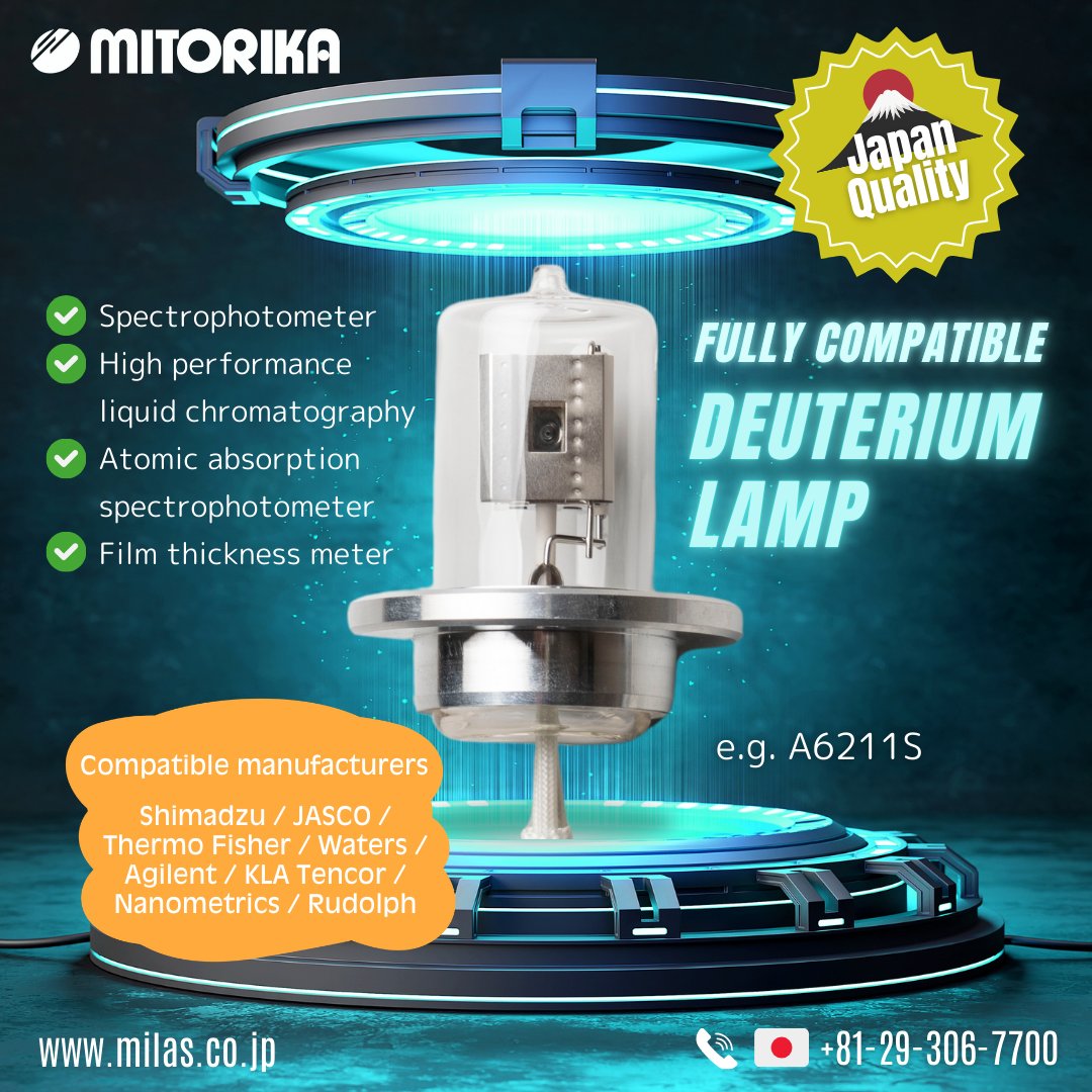 mitorika_'s tweet image. Mitorica&apos;s deuterium lamps are fully compatible with various manufacturers and are excellent products with high quality, long life, low price, and high brightness. 
Please feel free to contact us using the inquiry content on our website. #spectrophotometer #hplc #hplcanalysis