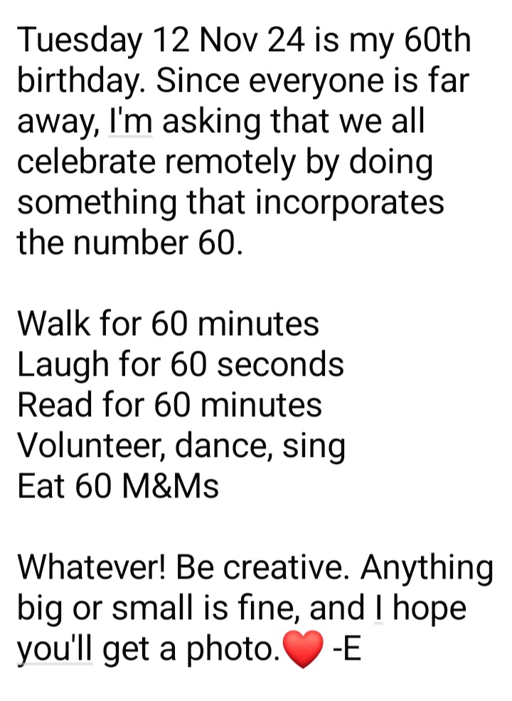 MeyersEA2's tweet photo. Please keep your activities family friendly. -E
#60Challenge
💪♻️ 🎊 🎂 https://t.co/QO5LWpz6f0