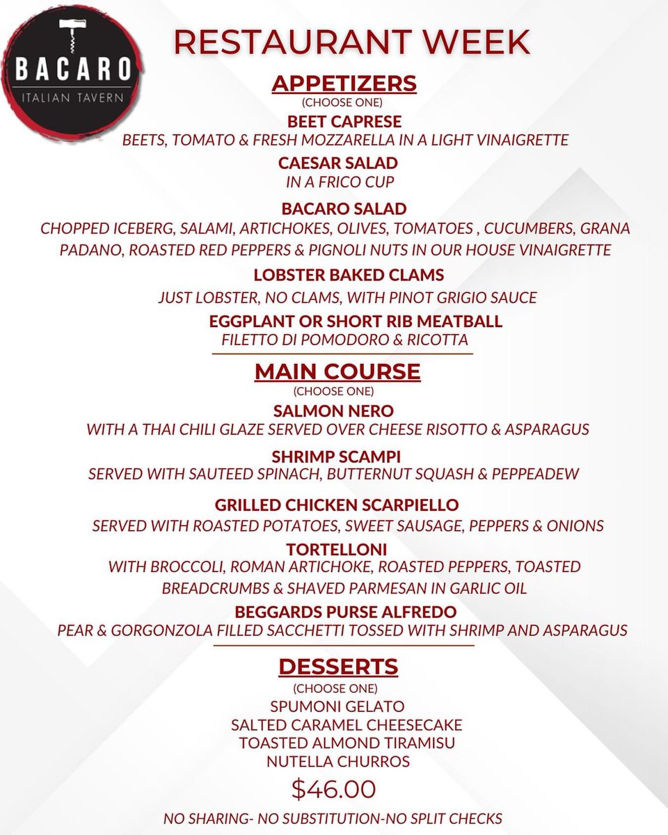 Long Island Restaurant Week at Bacaro! #LIRestaurantWeek #MassapequaPark #LongIsland #ItalianFood