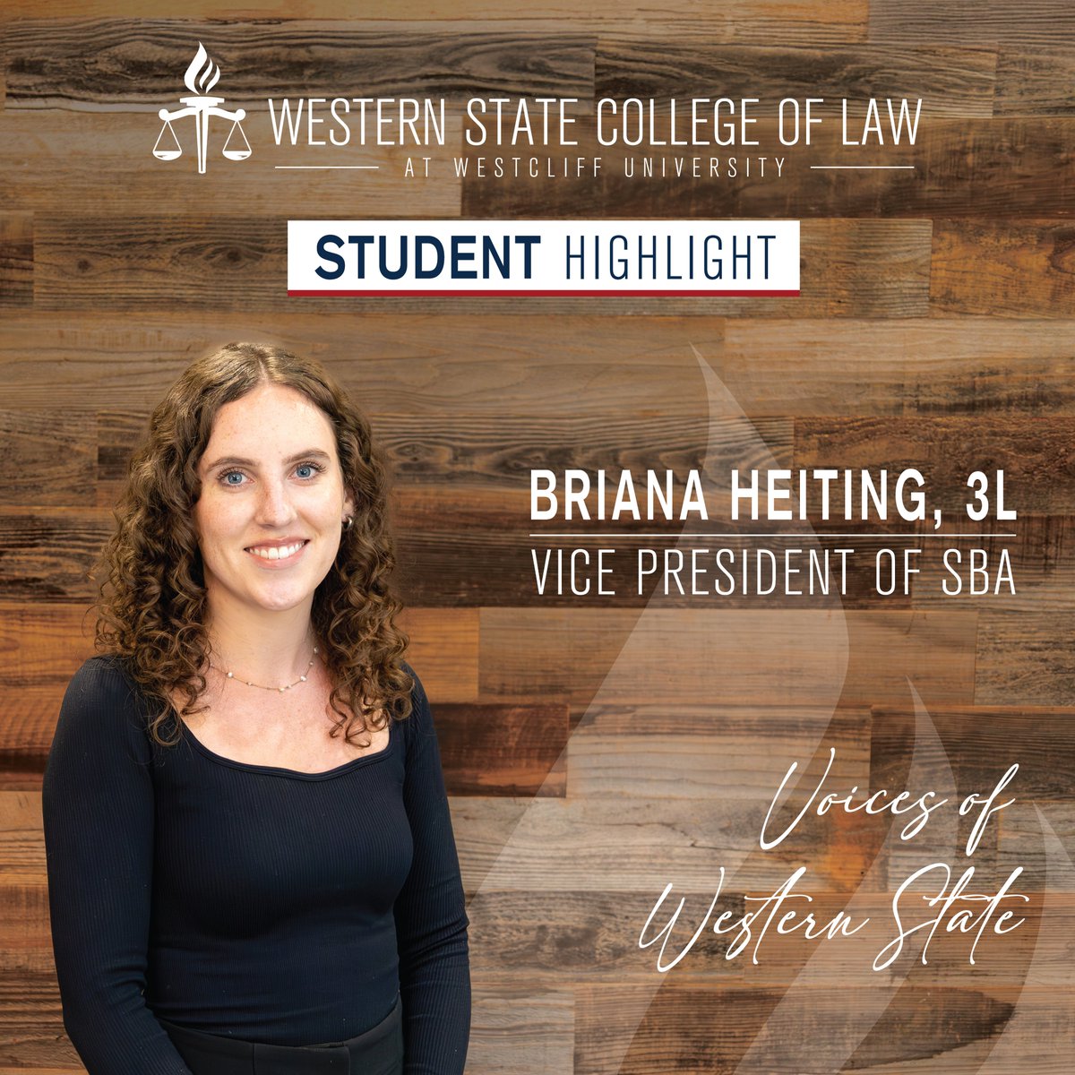 Briana Heiting is a 3L #WesternStateLaw student and SBA Vice President. She is interested in Personal Injury law. Learn about her story, here: wsulaw.edu/news/meet-your…

#WesternStateProud #SBA #VoicesOfWesternState