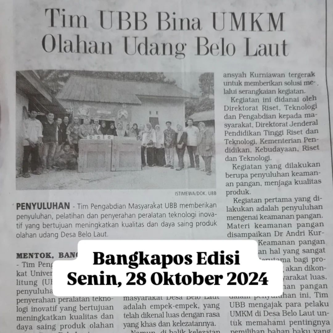 lppmubb's tweet image. InfoPengabdianLPPM

Para Dosen UBB dari FPPK, FST dan FE melaksanakan Pengabdian DIKTI Universitas Bangka Belitung Tahun 2024 di Desa Belo Laut, Kabupaten Bangka Barat. 

#UBB 
#pengabdiandikti 
#lppm 
@ubbofficial_