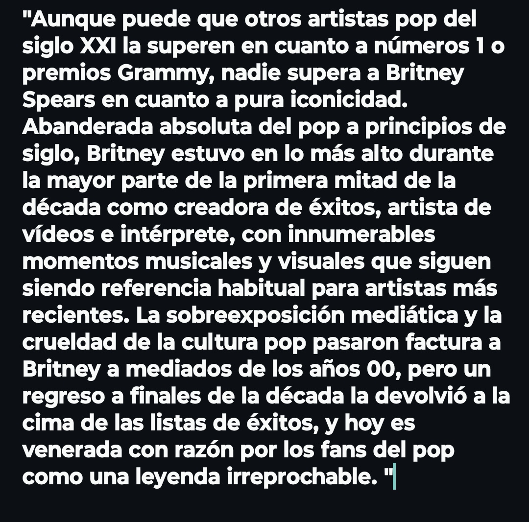 StrongerBritne1's tweet photo. Billboard menciona a Britney como la sexta mejor artista pop del siglo XXI. https://t.co/jOhDxJBKWs