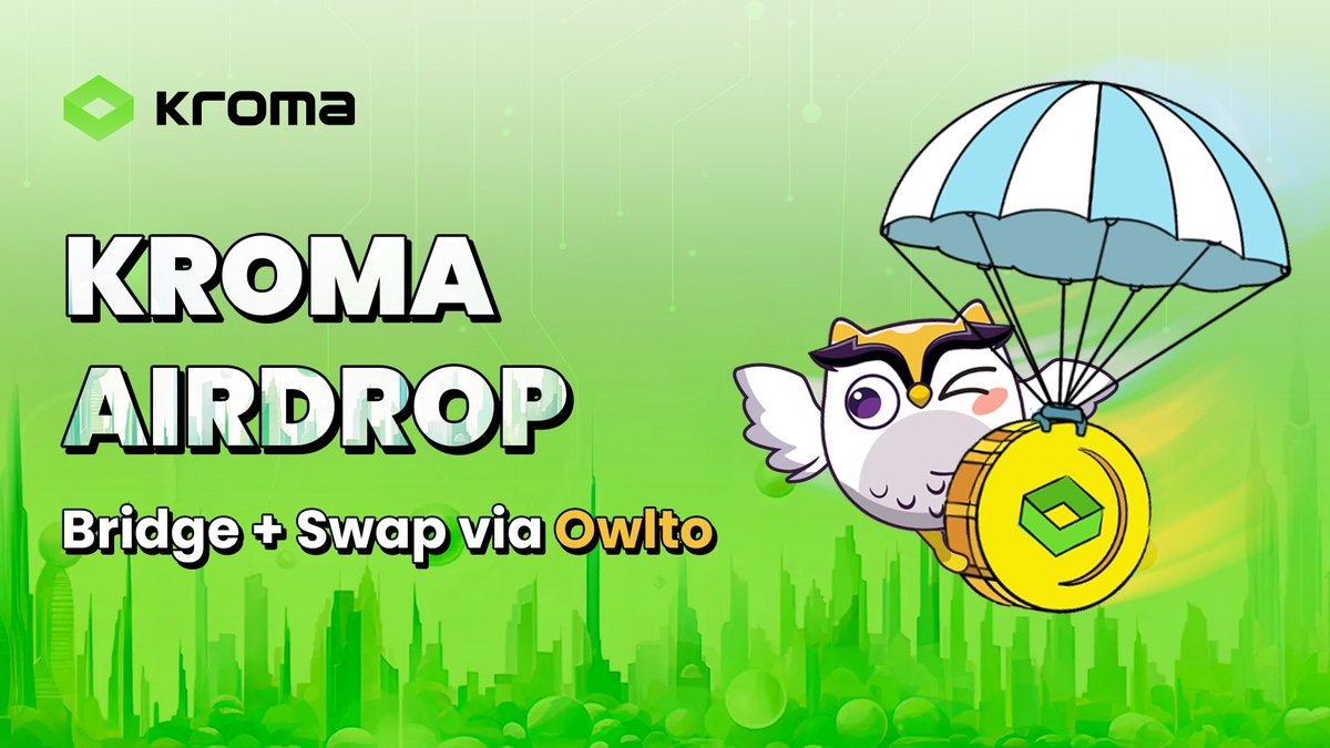 Owlto_Finance's tweet photo. The airdrop is live @kroma_network

Claim: https://t.co/sz4yk9Y4fM

✅Bridge gas $ETH to claim
👉https://t.co/IFCzCB1Mym

✅Bridge $KRO between Kroma &amp; @ethereum 
👉https://t.co/v3cLdbPbXn

We’re the only 3rd-party bridge supporting bridging $KRO🔥

Btw, swap on Kroma via Owlto! https://t.co/75FjZyaefo