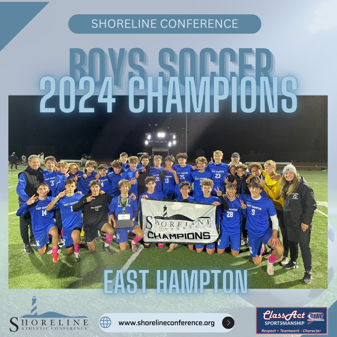 Huge congrats to East Hampton High School for their 2-1 victory over Old Saybrook! ⚽️🥇 #ShorelineConference #ShorelineChampionships #ctbsoc <a href="/EHBellringers/">BellringerSports</a> <a href="/Zip06CT/">Zip06</a> @GameTimeCT <a href="/CT_Sports_Now/">CT Sports Now</a> <a href="/ciacsports/">CIAC Sports</a>
