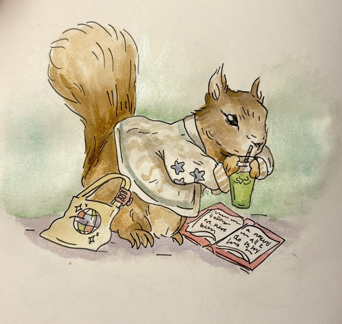 KraynakKatie's tweet photo. inktober day 29: squirrel (had to draw my folklore queen again) 🪩 https://t.co/Z0JgrNwzOk