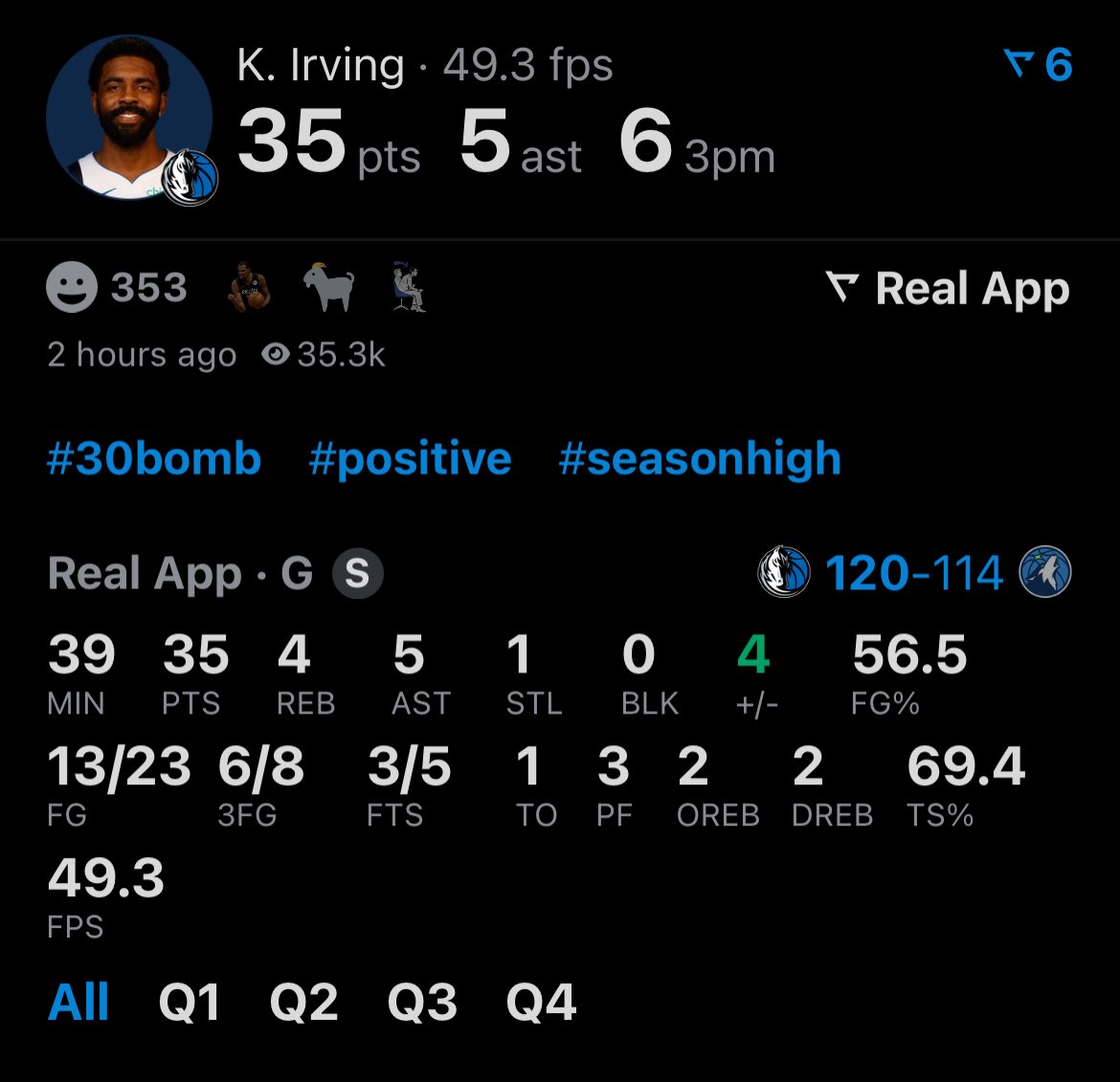 Mavs_FFL's tweet photo. KYRIE IS HIM 😳

#MFFL (via: @realapp) https://t.co/Ld2qnRLN2I