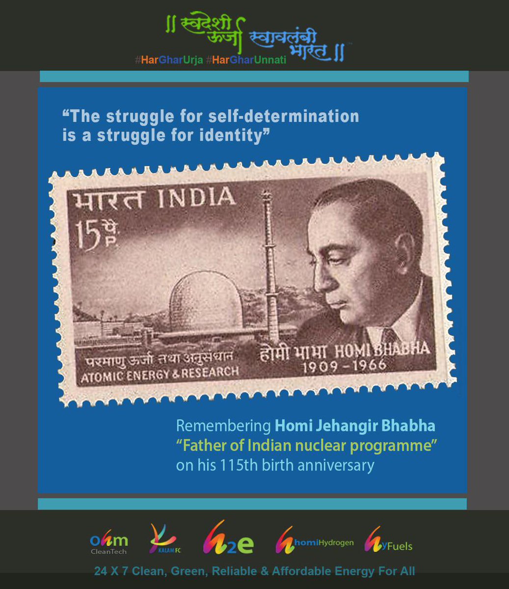 Remembering the Legend, 
The one person responsible for the thought of an Energy Independent 🇮🇳 
The one person who has inspired a million innovations in our country, 
The one and only Dr. Homi Jehangir Bhabha on his Birth Anniversary. 

Dr. Bhabha whose learning’s and life that