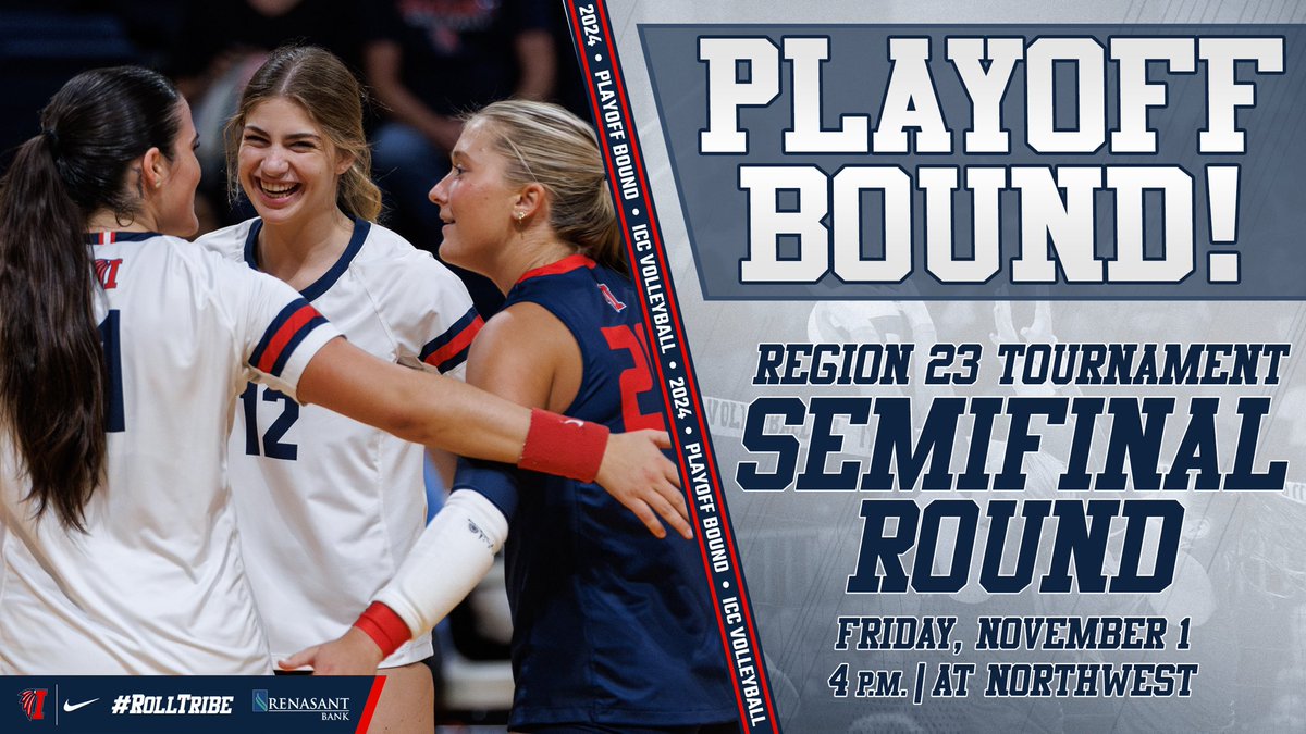 𝐏𝐋𝐀𝐘𝐎𝐅𝐅 𝐁𝐎𝐔𝐍𝐃!

<a href="/LetsGoICC_VB/">ICC Volleyball</a> will play in the Region 23 Semifinal Round held at Northwest on Friday, Nov. 1 at 4 p.m.! Opponent to be announced #RollTribe #ICCVB