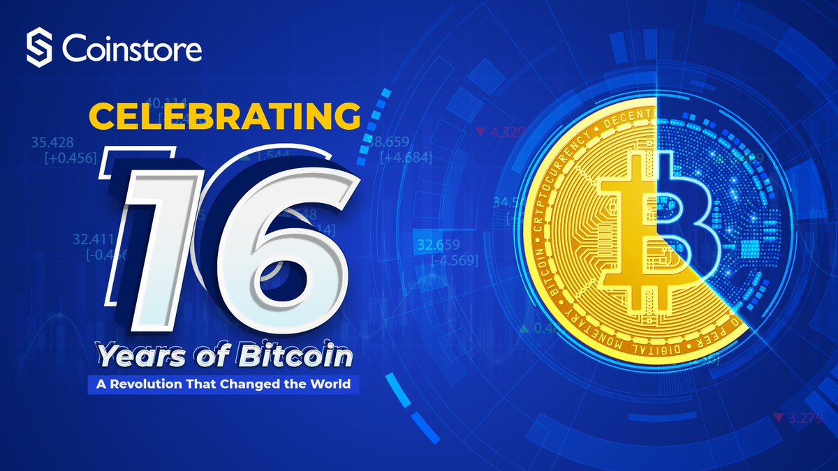 CoinstoreExc's tweet photo. 🎉 Celebrating 16 Years of BTC! 🎉
From revolutionizing finance to sparking a global movement, Bitcoin has reshaped the world.
Join Coinstore as we honor the legacy and future of BTC on its 16th anniversary! 🚀
#BTC16 #Bitcoin #Coinstore https://t.co/rxQxg2V4qj