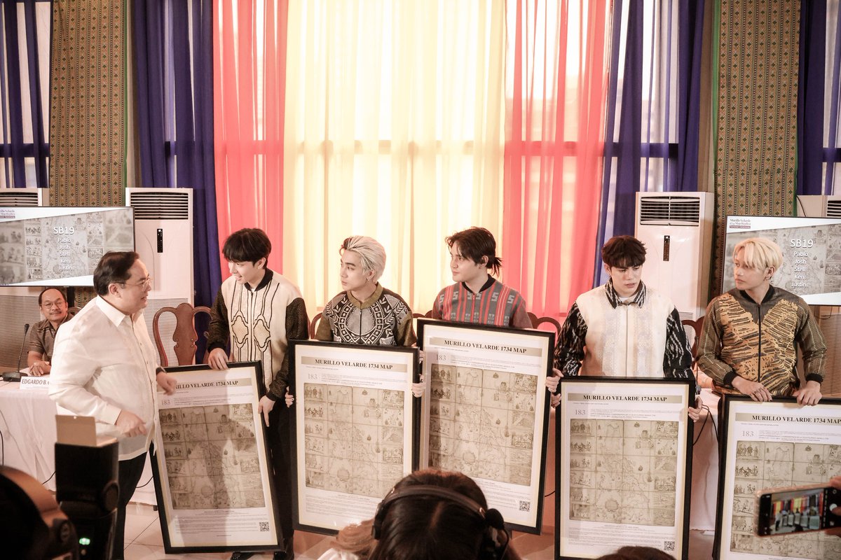 ABSCBNNews's tweet photo. SB19 honored with replicas of the Murillo Velarde map

The National Library of the Philippines turned over on Tuesday the official replicas of the 1743 Murillo Velarde Map to OPM group SB19 (@SB19Official) in a ceremony that highlighted the "powerful connection between the nation’s historical heritage and the vibrant realm of Filipino pop music."

(📷: NLP/ Facebook)