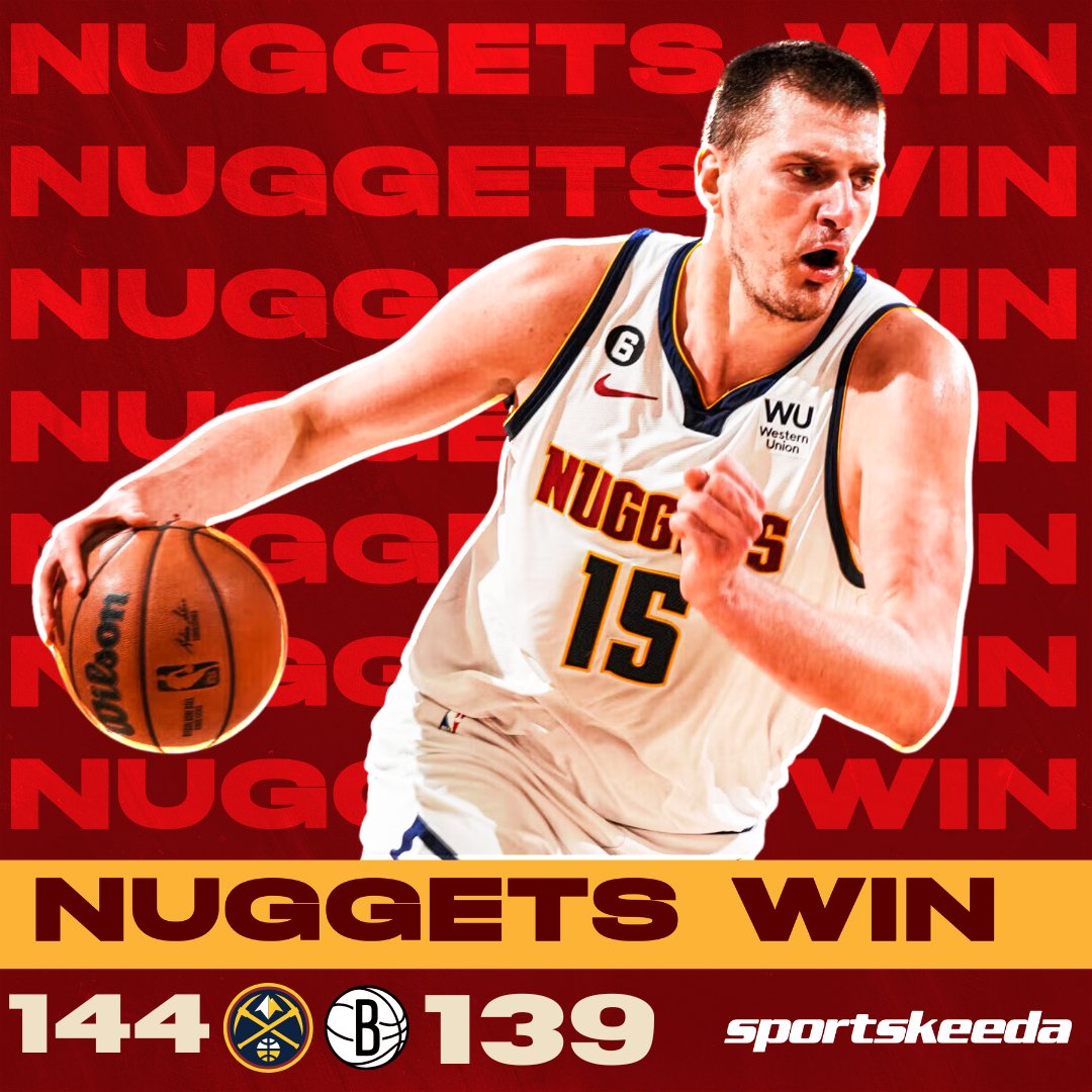 #Nuggets beat the #Nets despite b2b OT games as Nikola Jokic puts the ball on a string
⚒️🧵🥶

Nikola Jokic- 29p 18r 16a 🤯
Jamal Murray- 24p 3r 3a
Dennis Schroder- 28p 14a