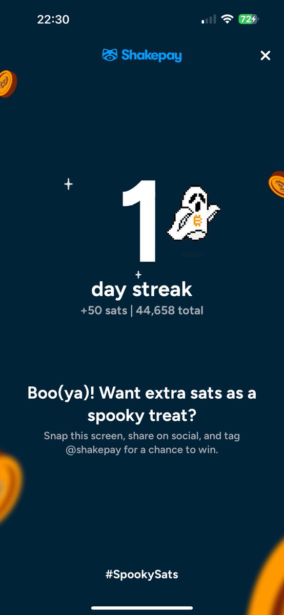 erickmonkeyFPS's tweet photo. @shakepay lost my 135 day streak, hope this makes up for it #spookysats https://t.co/jHxDAoynPv